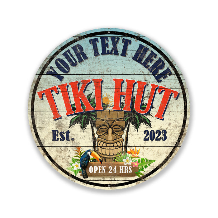 Personalized Tiki Hut Sign Tropical Decor Pool Backyard Bar & Grill 100140050005