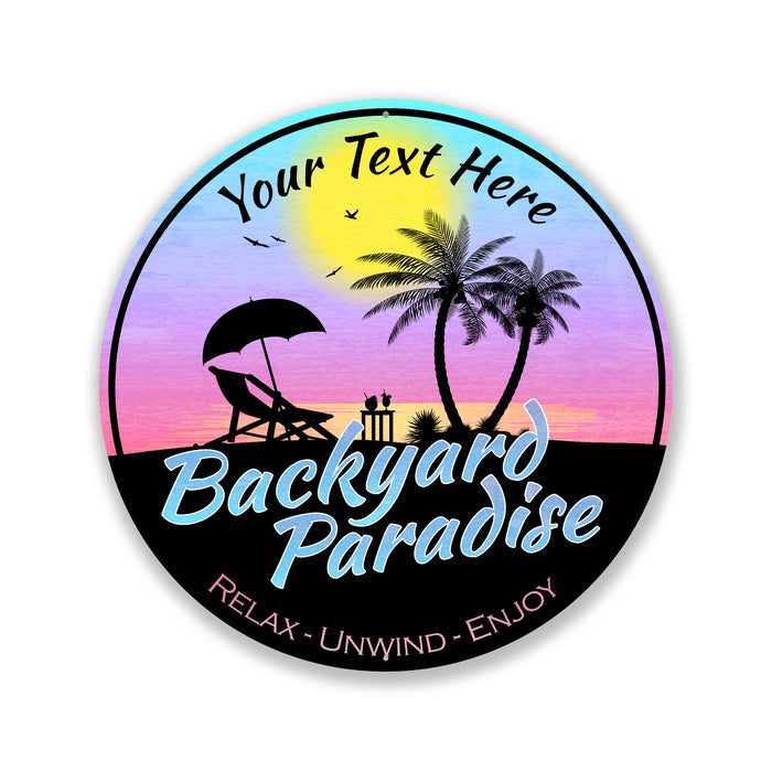 Personalized Backyard Paradise Sign Tropical Decor Pool Hot Tub Art 100140050010