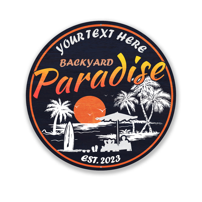 Personalized Backyard Paradise Sign Tropical Decor Hot Tub Pool BBQ 100140050013