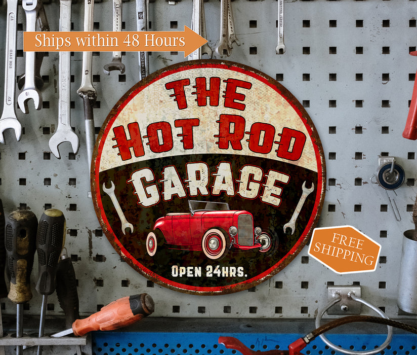 Hot Rod Garage Sign Man Cave Shop Mechanic Auto Car Workshop Wall Decor