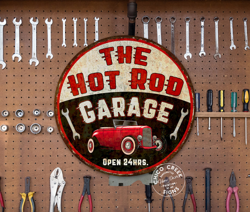 Hot Rod Garage Sign Man Cave Shop Mechanic Auto Car Workshop Wall Decor