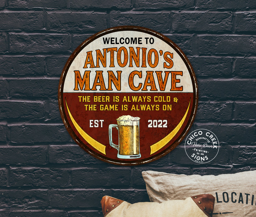 Personalized Man Cave Sign Garage Shop Football Home Bar Beer Wall Decor Dad Gift 100142002002