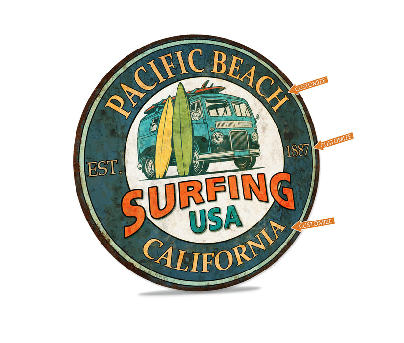 Custom Surfing Sign Personalized Beach Sign Wall Art