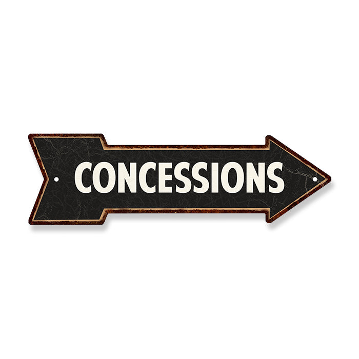 Concessions Rt Arrow Vintage Looking Metal Sign Distressed