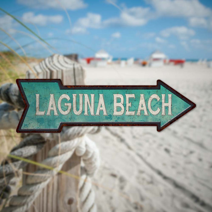 Laguna Beach Rt Arrow Vintage Looking Beach House Metal Sign
