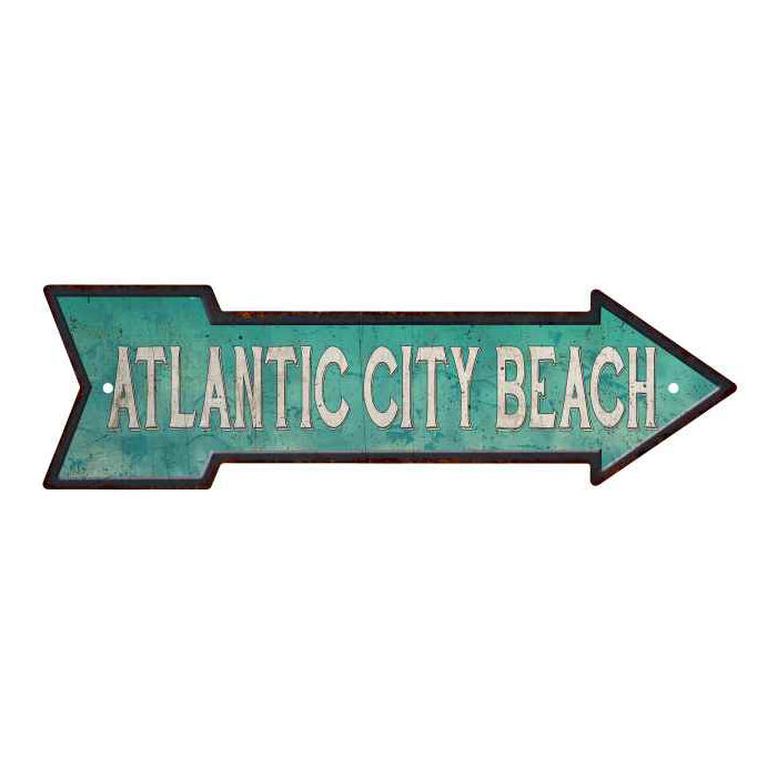 Atlantic City Beach Rt Arrow Vintage Looking Beach Metal Sign 5x17 205170001007