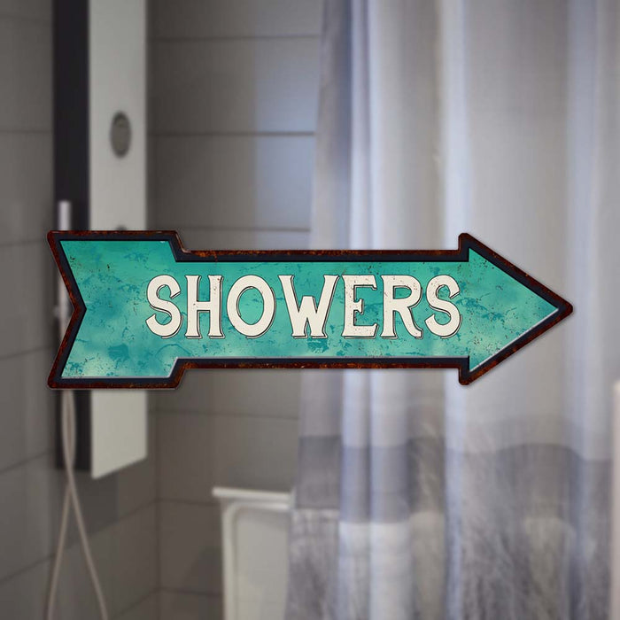 Showers Rt Arrow Vintage Looking Beach House Metal Sign 5x17 205170001015