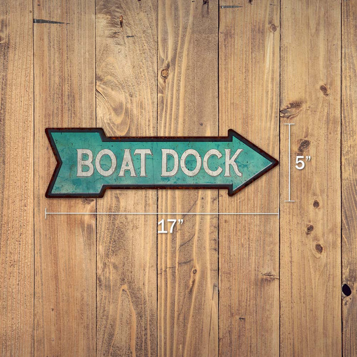 Boat Dock Rt Arrow Vintage Looking Beach House Metal Sign