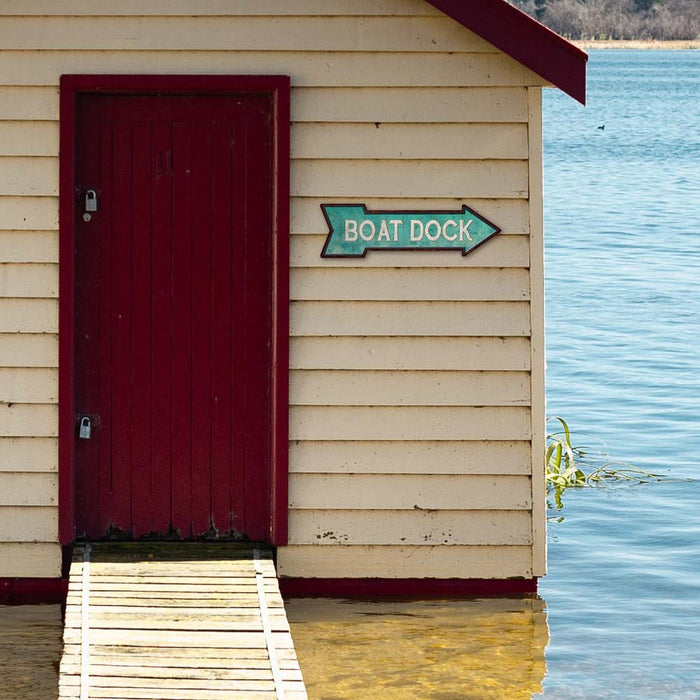Boat Dock Rt Arrow Vintage Looking Beach House Metal Sign