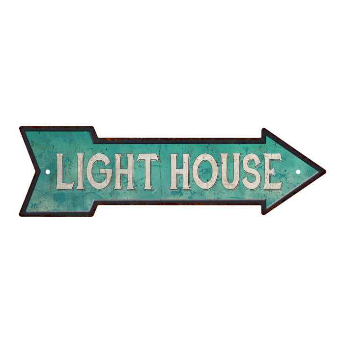 Light House Rt Arrow Vintage Looking Beach House Metal Sign 5x17 205170001021