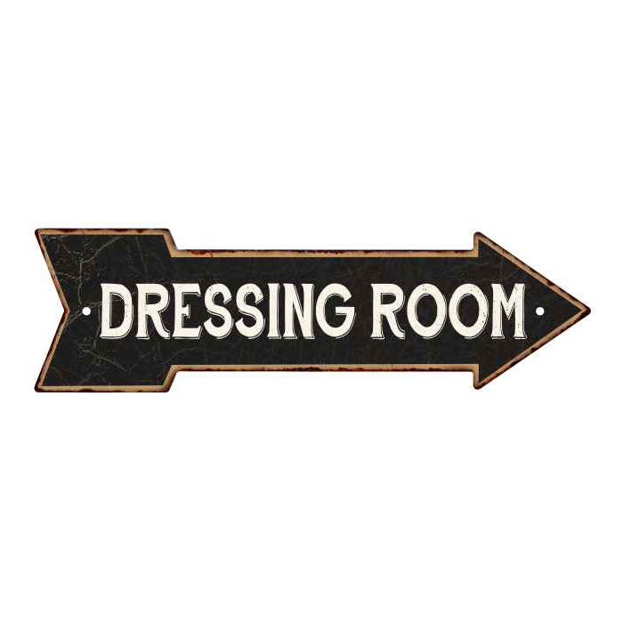 Dressing Room Black Rt Arrow Vintage Looking Metal Sign 5x17 205170003020