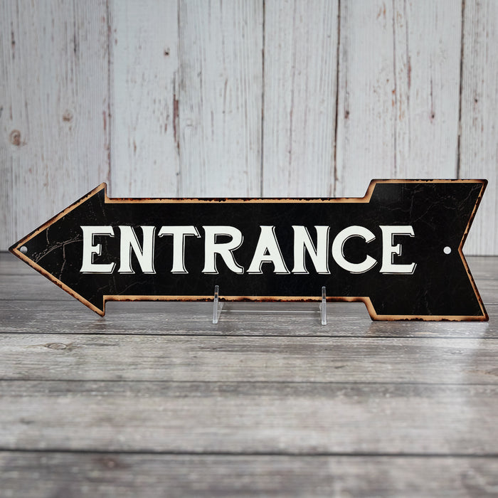 Entrance Left Arrow Vintage Looking Metal Sign