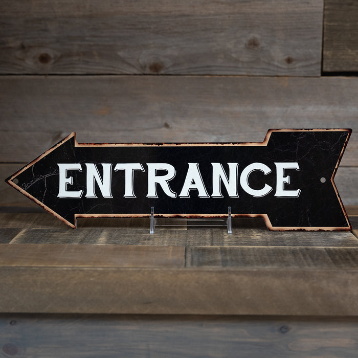 Entrance Left Arrow Vintage Looking Metal Sign