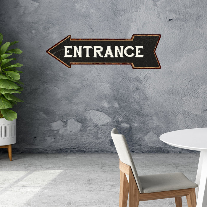 Entrance Left Arrow Vintage Looking Metal Sign