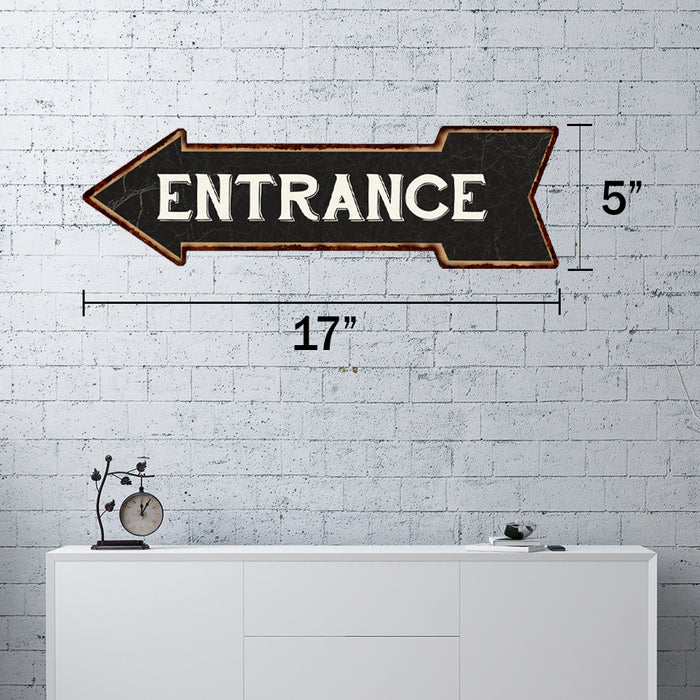 Entrance Left Arrow Vintage Looking Metal Sign