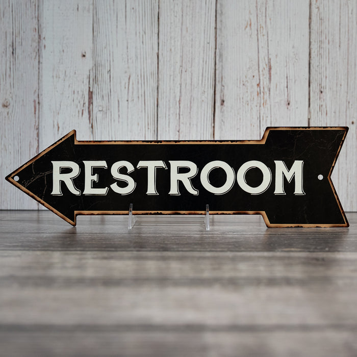 Restroom Left Arrow Vintage Looking Metal Sign 5x17 205170004018