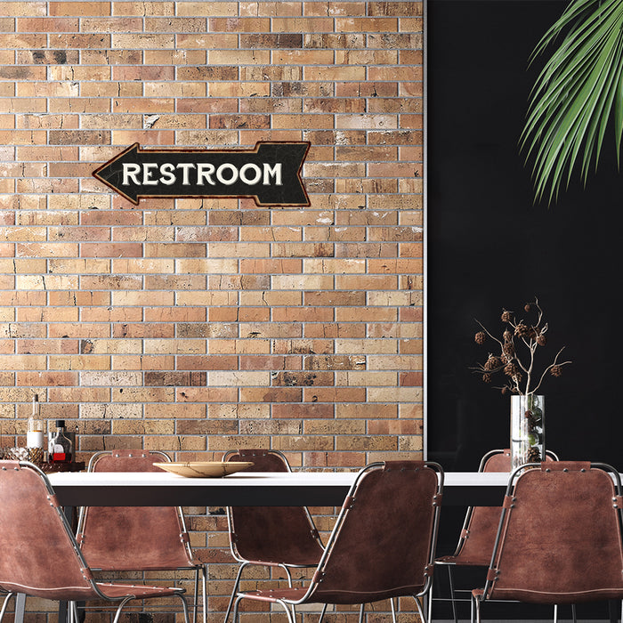 Restroom Left Arrow Vintage Looking Metal Sign 5x17 205170004018