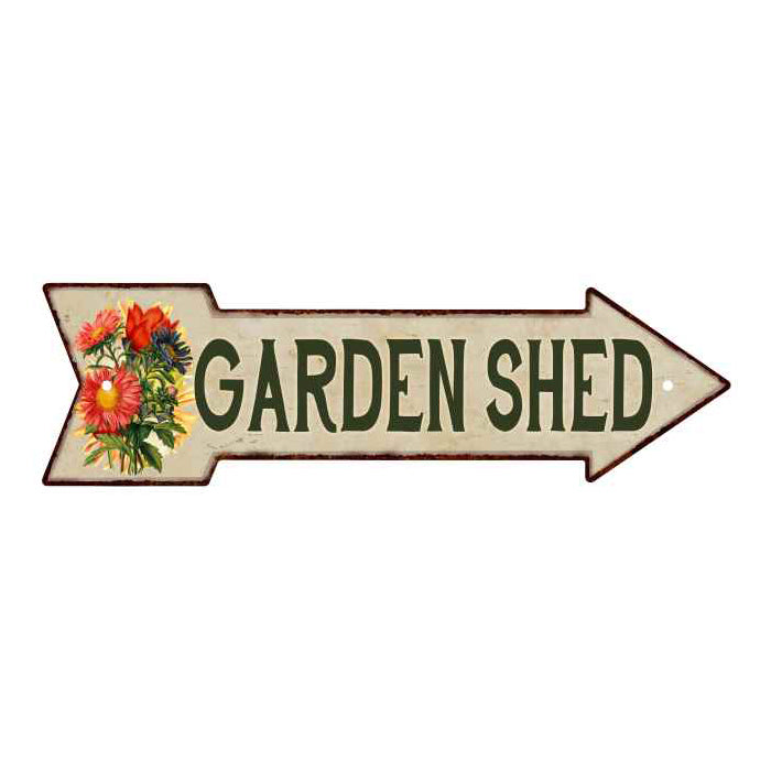 Garden Shed Metal Sign 5x17 Arrow Garden Flowers Gift Shed 205170008001