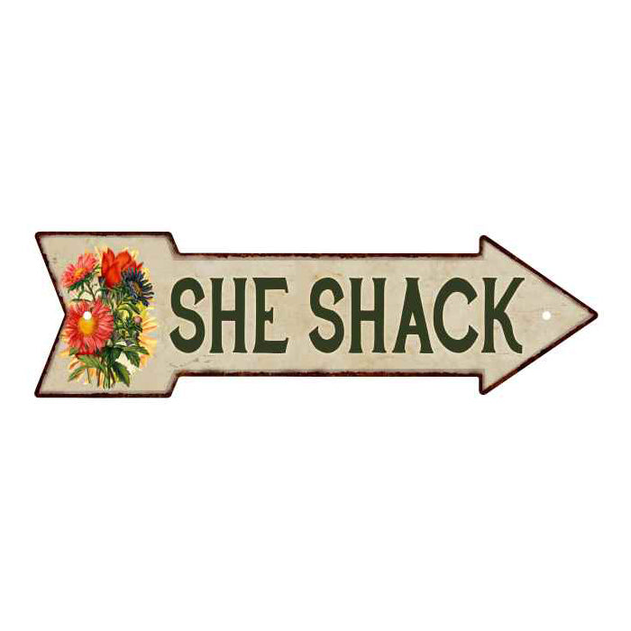 She Shack Metal Sign 5x17 Arrow Garden Flowers Gift Shed 205170008007