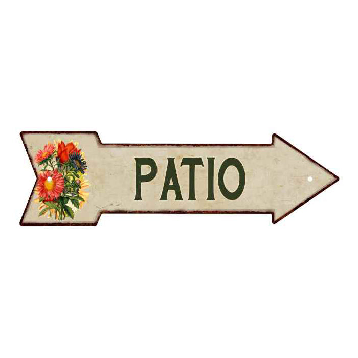 Patio Metal Sign 5x17 Arrow Garden Flowers Gift Shed 205170008009
