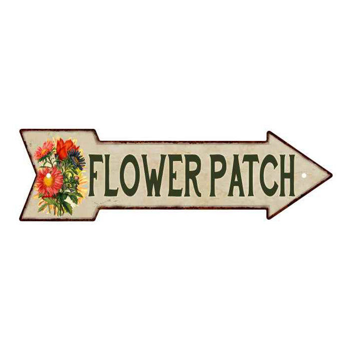 Flower Patch Metal Sign 5x17 Arrow Garden Flowers Gift Shed 205170008011