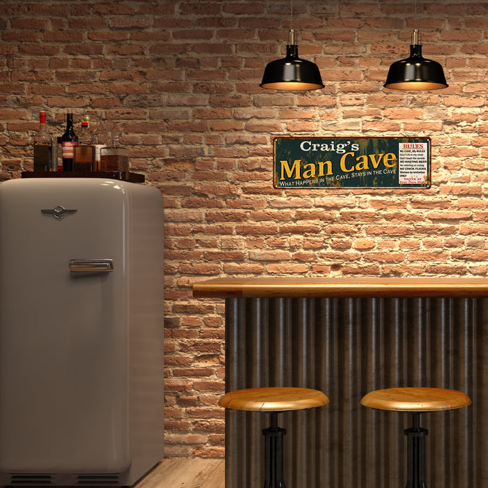 Personalized Man Cave Rules Green Sign Decor Gift 106180005001