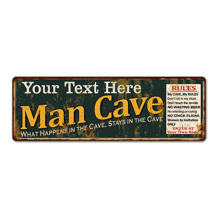 Personalized Man Cave Rules Green Sign Decor Gift 106180005001