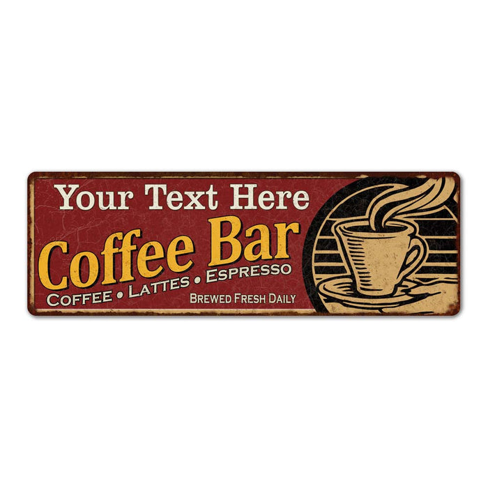 Personalized Coffee Bar Red Sign Kitchen Gift 6x18 106180006001