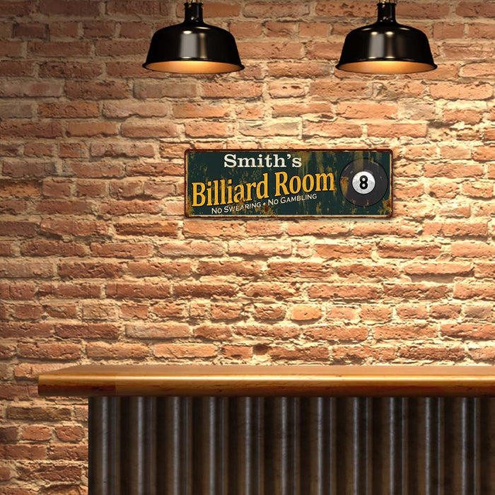 Personalized Billiard Room Green Sign Man Cave 6x18 106180009001