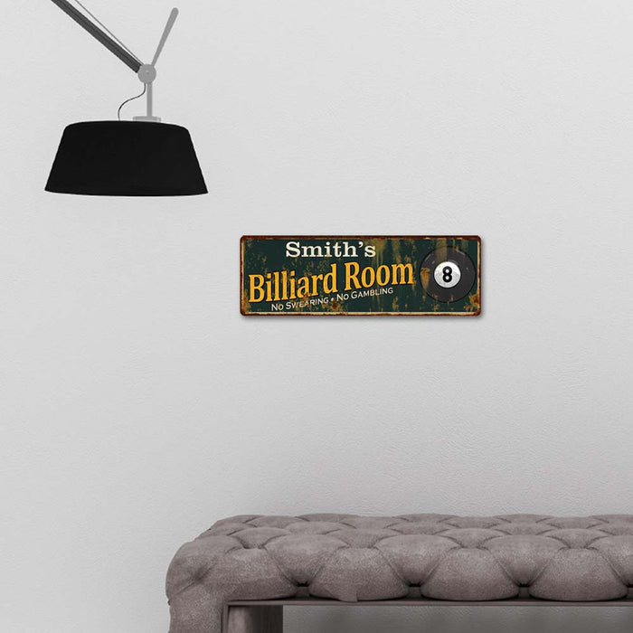 Personalized Billiard Room Green Sign Man Cave 6x18 106180009001