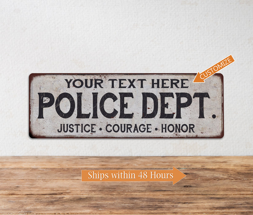 Customized POLICE DEPT.  Metal Sign, Any City, State, Personalized, Law Enforcement