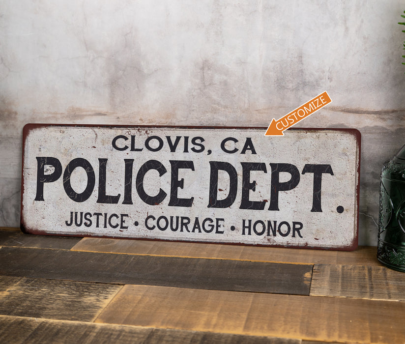 Customized POLICE DEPT.  Metal Sign, Any City, State, Personalized, Law Enforcement