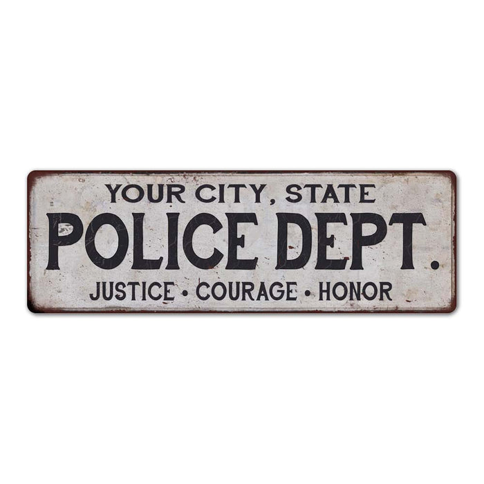 Customized POLICE DEPT. Metal Sign, Any City, State, Personalized, Law Enforcement