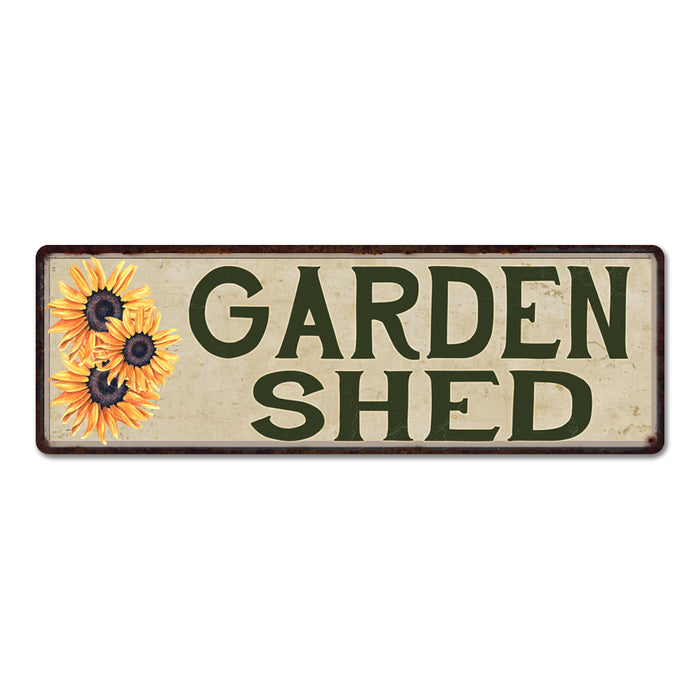 GARDEN SHED Sunflowers Vegetable Patio Flowers 6x18 Metal Sign Chic Retro