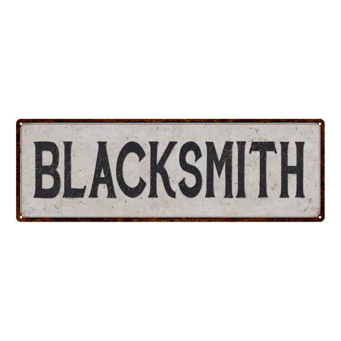 Blacksmith Vintage Look Reproduction Black on White 8x24 Metal Sign 106180023009