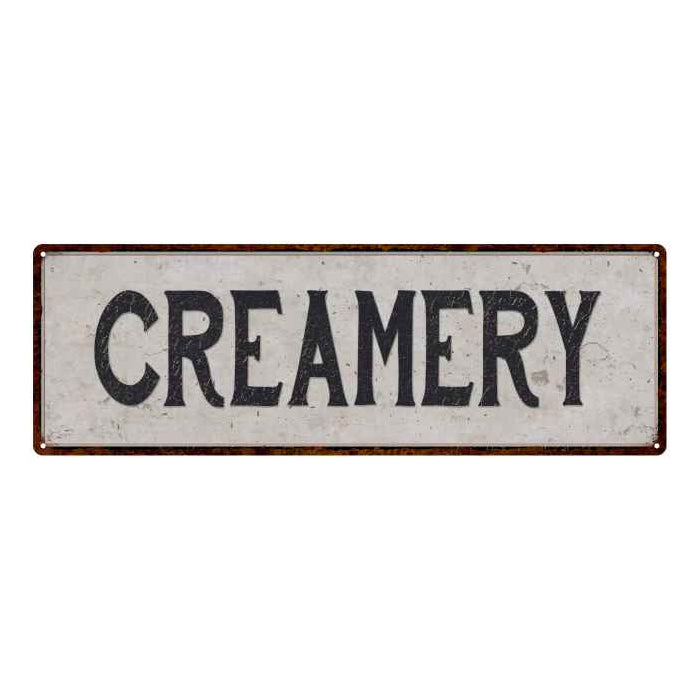 Creamery Vintage Look Reproduction Black on White 8x24 Metal Sign 106180023013