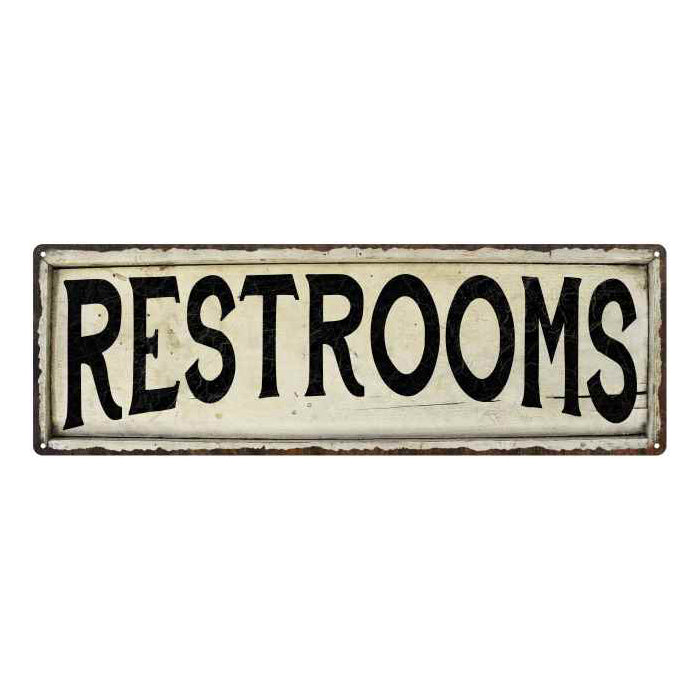 Restrooms City Sky Line Silouette Chic Wall Décor 8x24 Metal Sign 106180028049