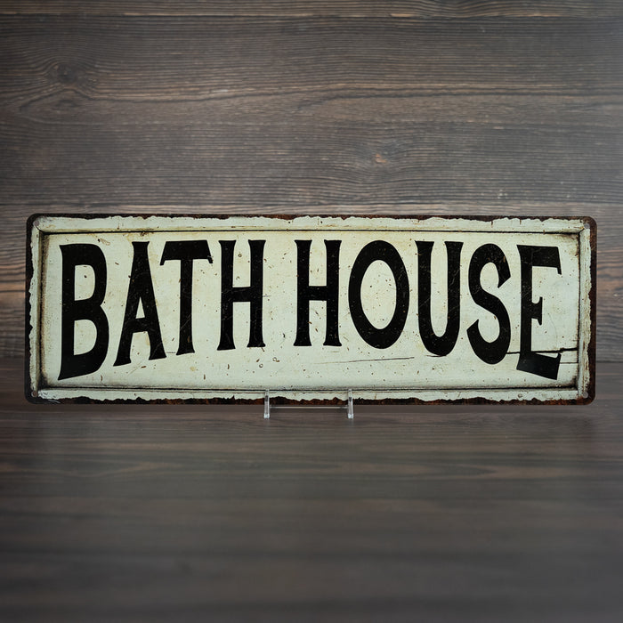 Bath House Vintage Look Farm House Metal Sign