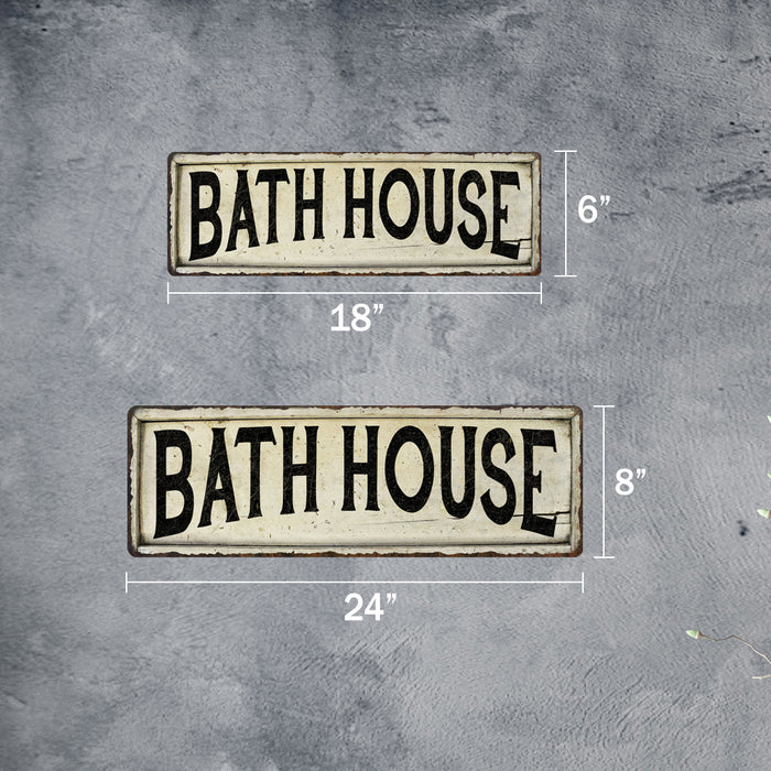 Bath House Vintage Look Farm House Metal Sign