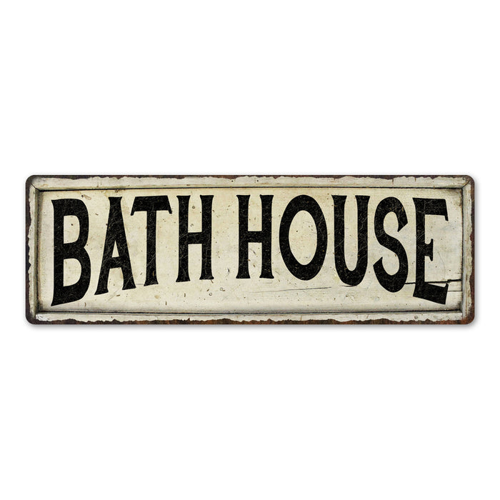 Bath House Vintage Look Farm House Metal Sign