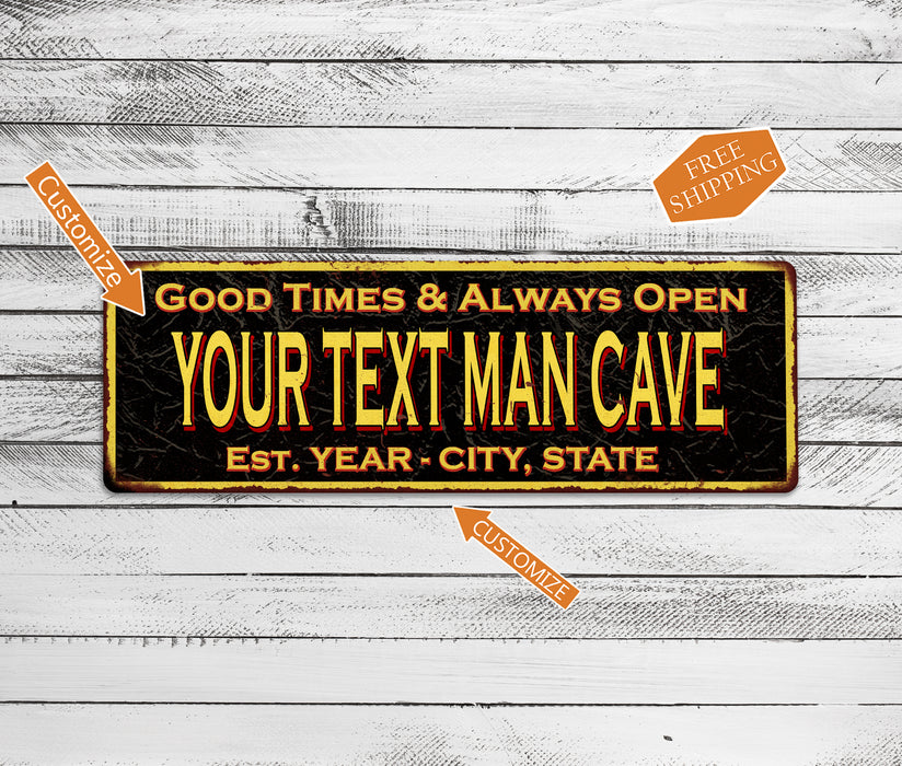 Personalized Man Cave Vintage Reproduction Metal Sign 6x18 106180032003