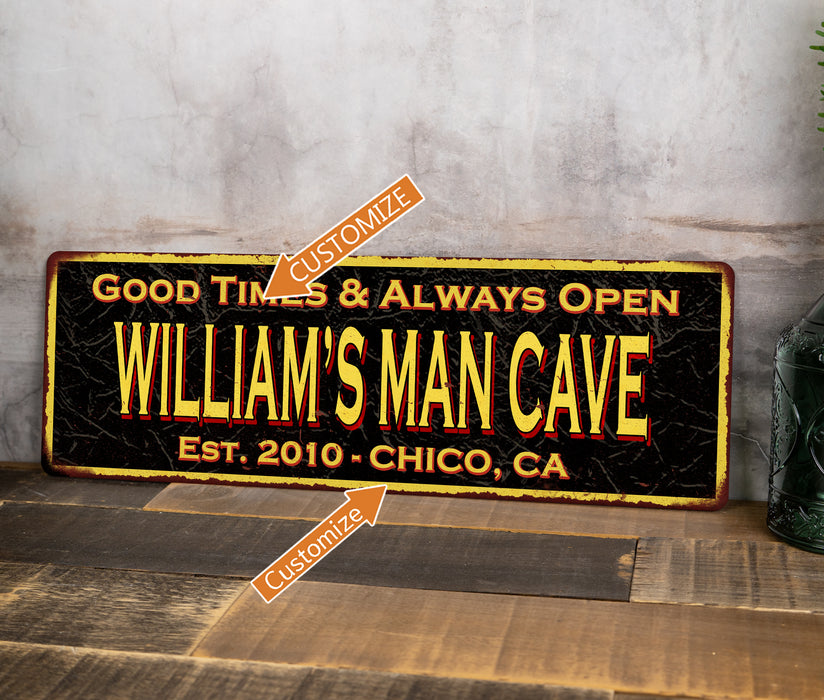 Personalized Man Cave Vintage Reproduction Metal Sign 6x18 106180032003
