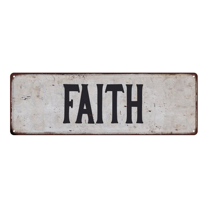 FAITH Vintage Look Rustic 6x18 Metal Sign Chic Retro 106180035003