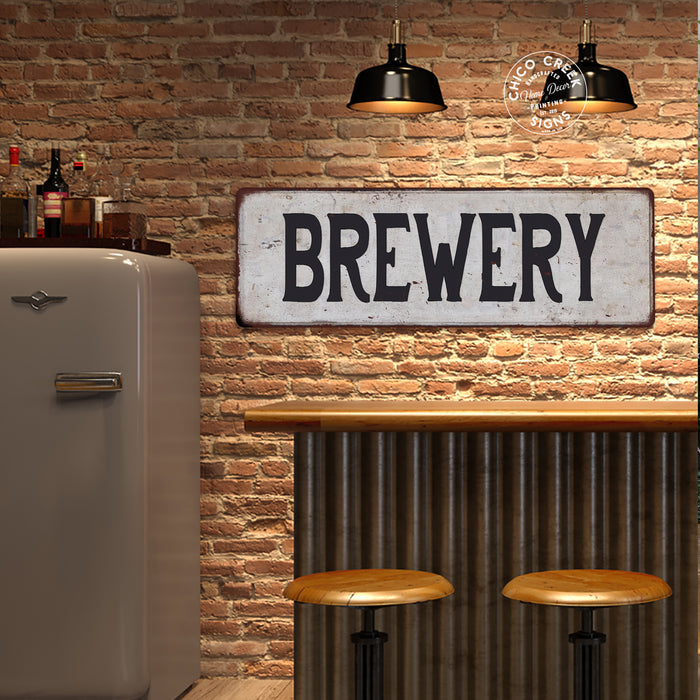 BREWERY Vintage Look Rustic Metal Sign Chic Retro