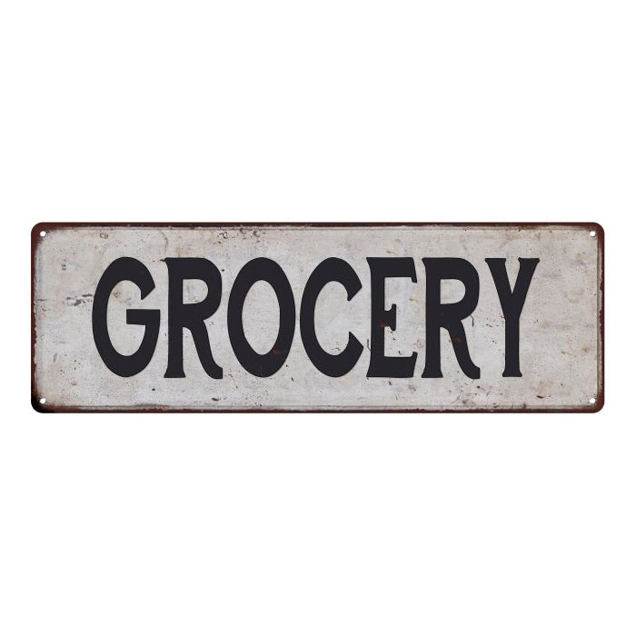 GROCERY Vintage Look Rustic 6x18 Metal Sign Chic Retro 106180035016