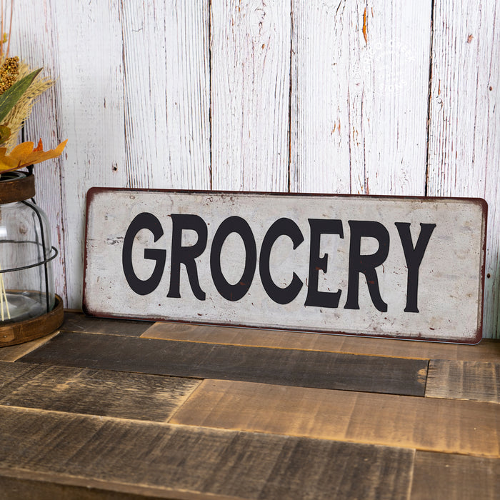 GROCERY Vintage Look Rustic Metal Sign Chic Retro