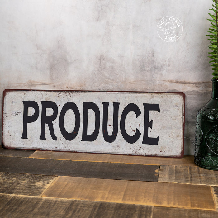 PRODUCE Vintage Look Rustic Metal Sign Chic Retro 106180035023