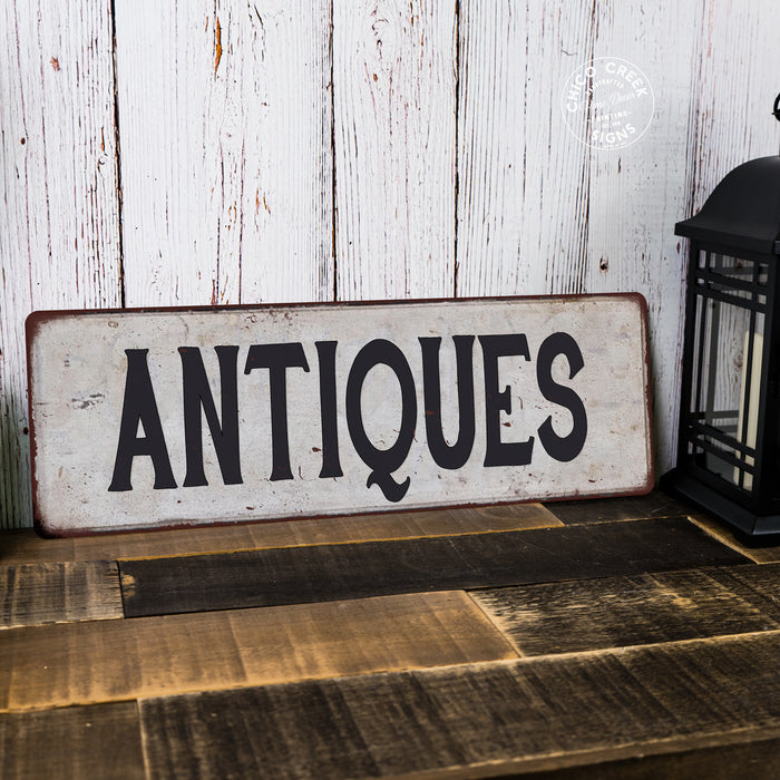 ANTIQUES Vintage Look Metal Sign