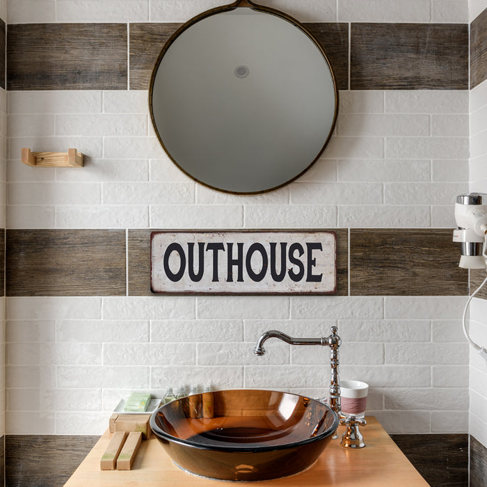 OUTHOUSE Vintage Look Rustic 6x18 Metal Sign Chic Retro 106180035037