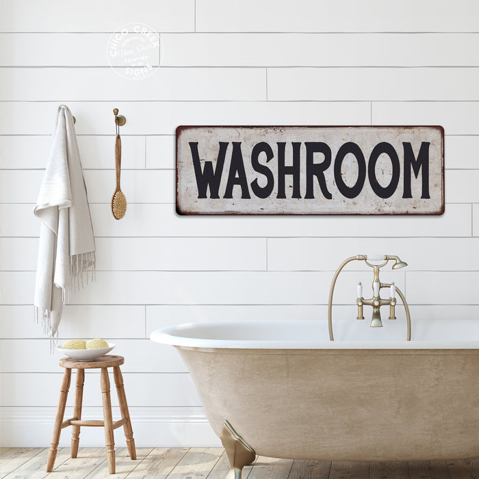 WASHROOM Vintage Look Rustic Metal Sign Chic Retro 106180035041